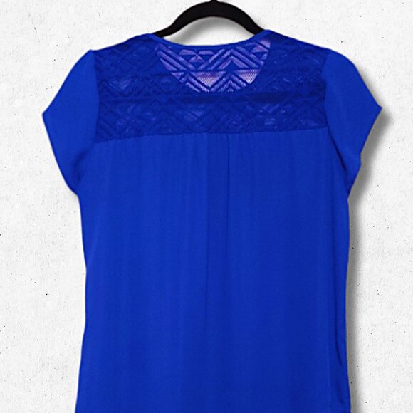 Meraki Royal Blue Hi-Lo Short Sleeve Blouse - Large - Picture 4 of 6